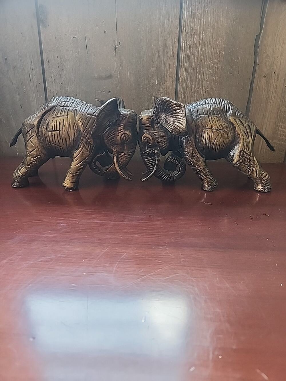 Vintage Bronze Elephant Statues 5 Pounds 9 Ozs Each Fighting Bulls
